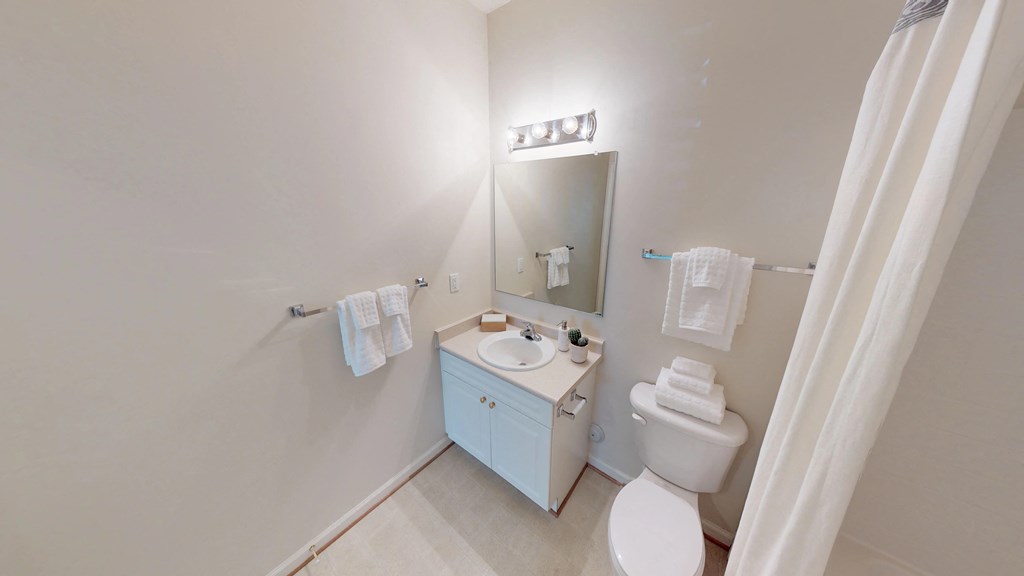 Bathroom with sink, toilet, shower and tub