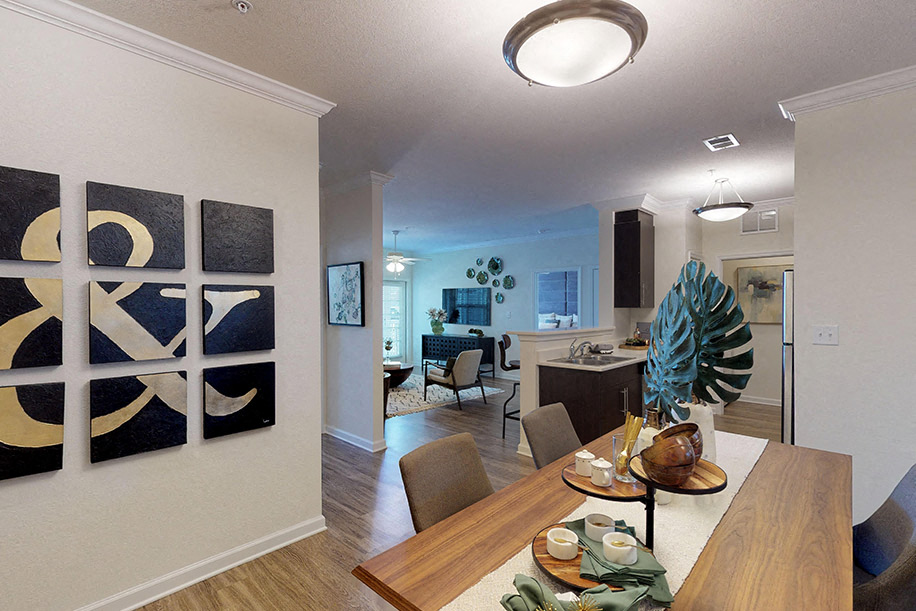 Dining room open to living room