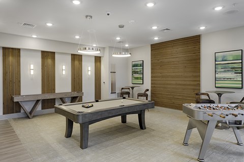 Game Room Game room with foosball table, billiards, shuffleboard, flat screen TV