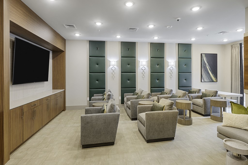 Movie theater with seating and TV