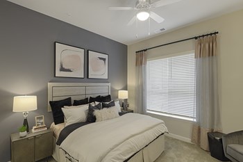 Bedroom with ceiling fan, carpet and window - Photo Gallery 34