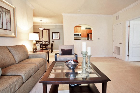 a living room with a couch and a coffee table