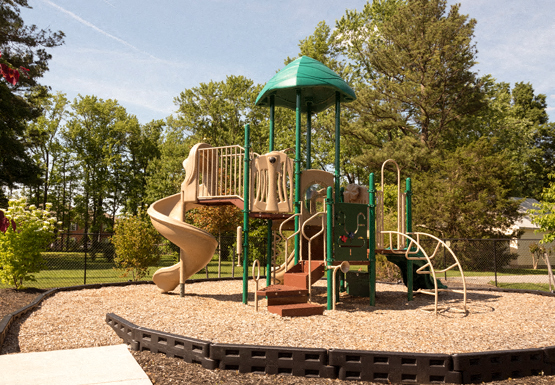 Playground with slide and monkey bars