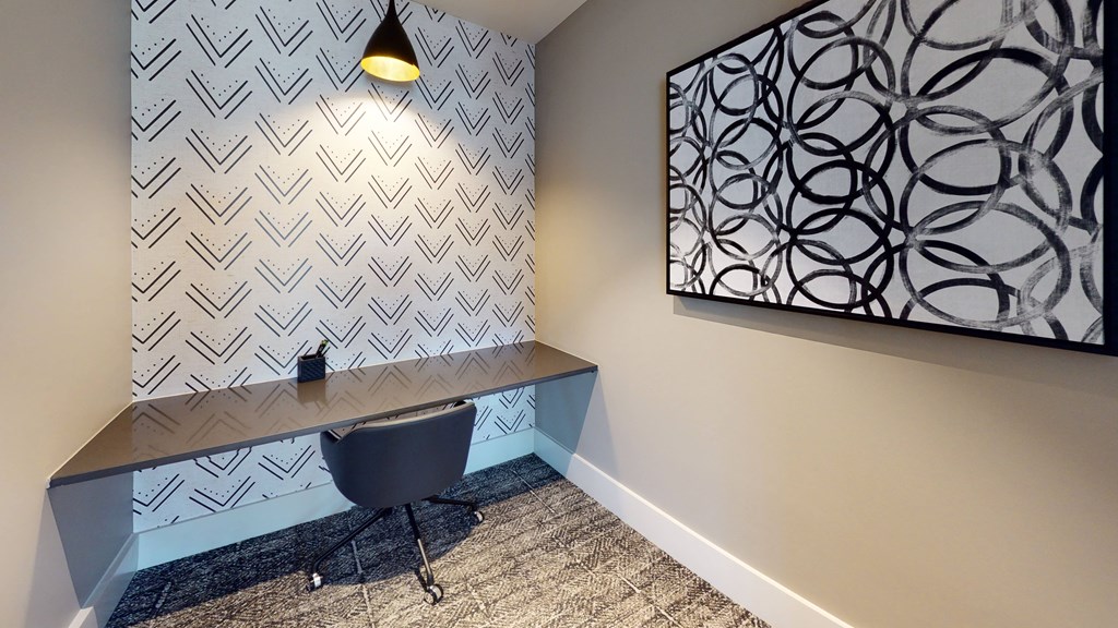 Private work space in resident lounge