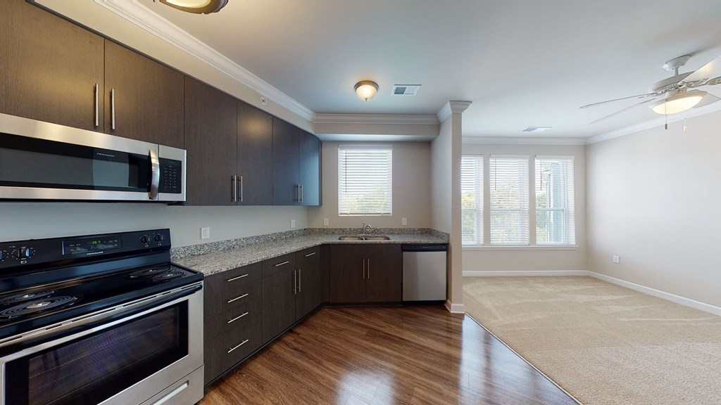 Kitchen open to living room