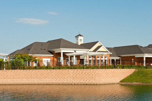 Clubhouse overlooking pond