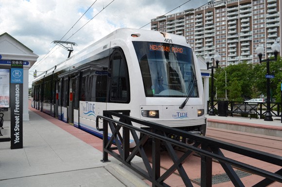 The Tide light rail at York Street / Freemason station