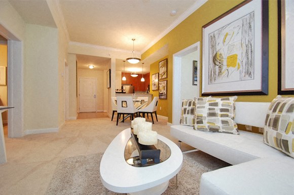 Living room open to dining room and kitchen