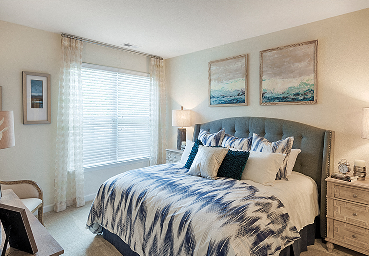 Bedroom with window; carpet