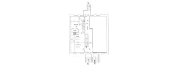 the floor plan of the ground floor of a house