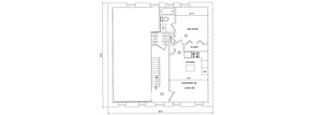 the floor plan of the second level of the small house