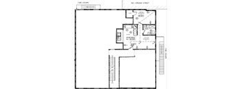 A black and white floor plan for a fire escape on 521 Virginia Street.