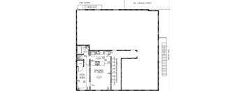 A black and white drawing of a floor plan for an apartment at 521 Virginia Street.