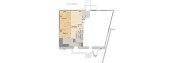 a floor plan of a living room and dining room