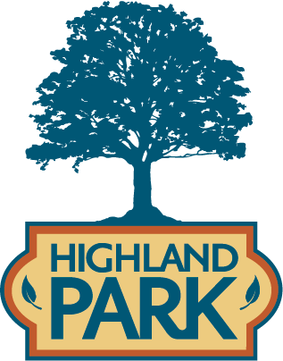 a logo for highland park with a tree in the background