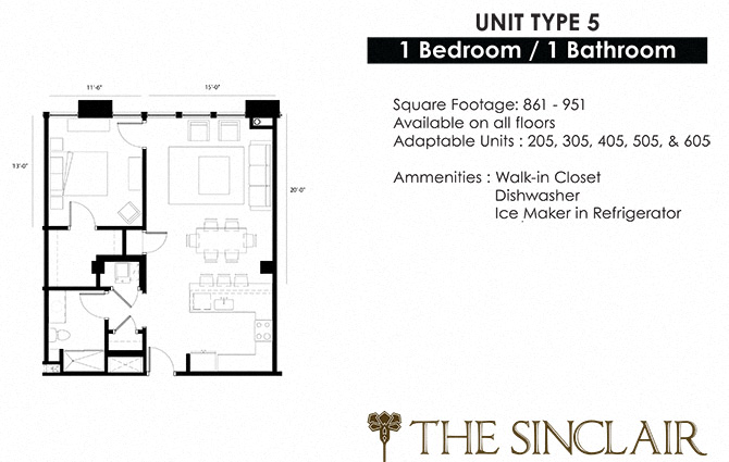 the floor plan of unit 5 of the condo unit