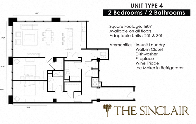 2 Bedroom 2 bathroom Floor Plan Type 4
