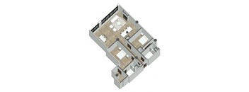 a floor plan of a home with a bedroom and a living room