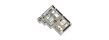 a floor plan of a home with a bedroom and a living room