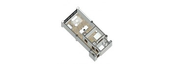 a floor plan of a home with a bedroom and a living room