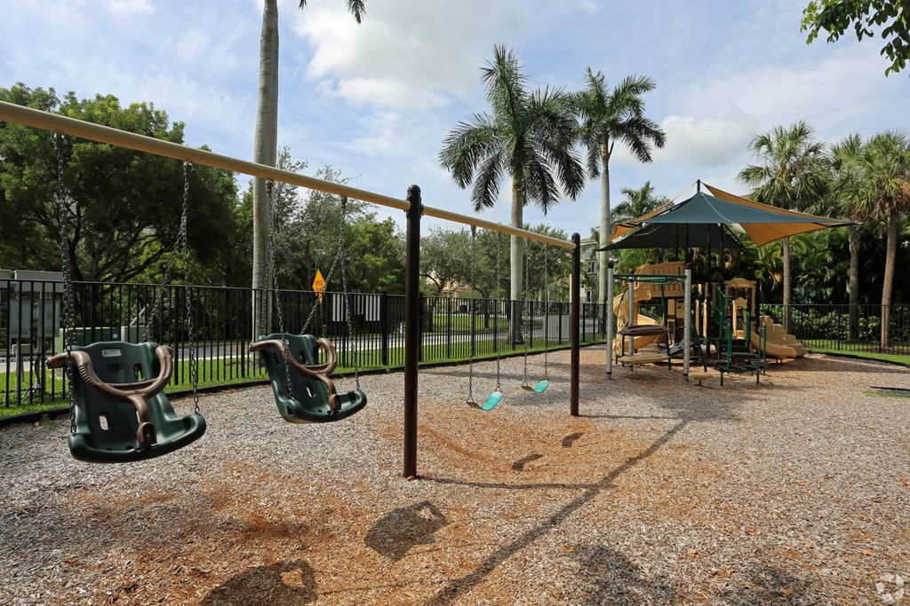 A playground with swings.