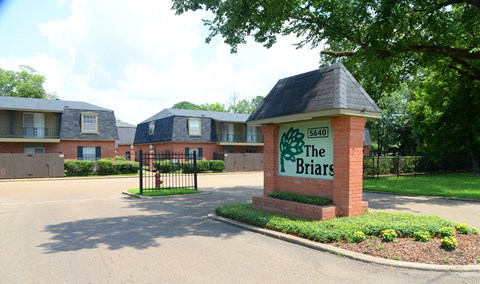 The Briars is a residential complex with brick buildings and a gated entrance.