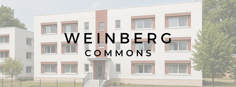 A building with the words "Weinberg Commons" on it.
