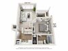 This is a 3D floor plan of a 563 square foot 1 bedroom Catamaran at Nantucket Apartments in Loveland, OH.