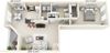 This is a 3D floor plan of a 900 square foot 1 bedroom Miamisburg at Washington Park Apartments in Centerville, OH.