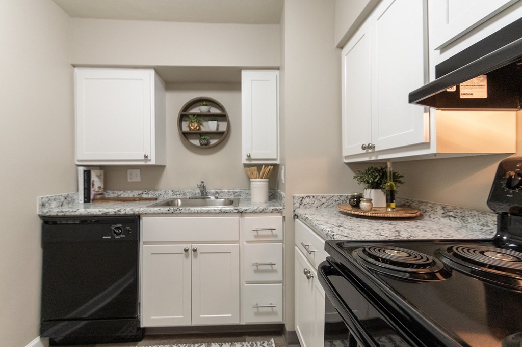 kitchen in the 823 square foot 2 bedroom apartment  at Aspen Village, Cincinnati, OH, 45238