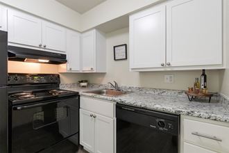 This is a photo of the kitchen in a 560 square foot, 1 bedroom, 1 bath apartment at Aspen Village Apartments in Cincinnati, OH.