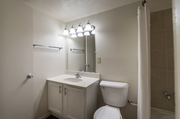 This is a photo of the bathroom in the 899 square foot, 2 bedroom, 1.5 bath apartment at Blue Grass Manor Apartments in Erlanger, KY. - Photo Gallery 38