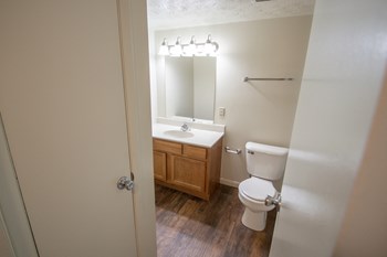 This is a photo of the bathroom in the 652 square foot, 1 bedroom, 1 bath A-style apartment at Blue Grass Manor Apartments in Erlanger, KY. - Photo Gallery 50