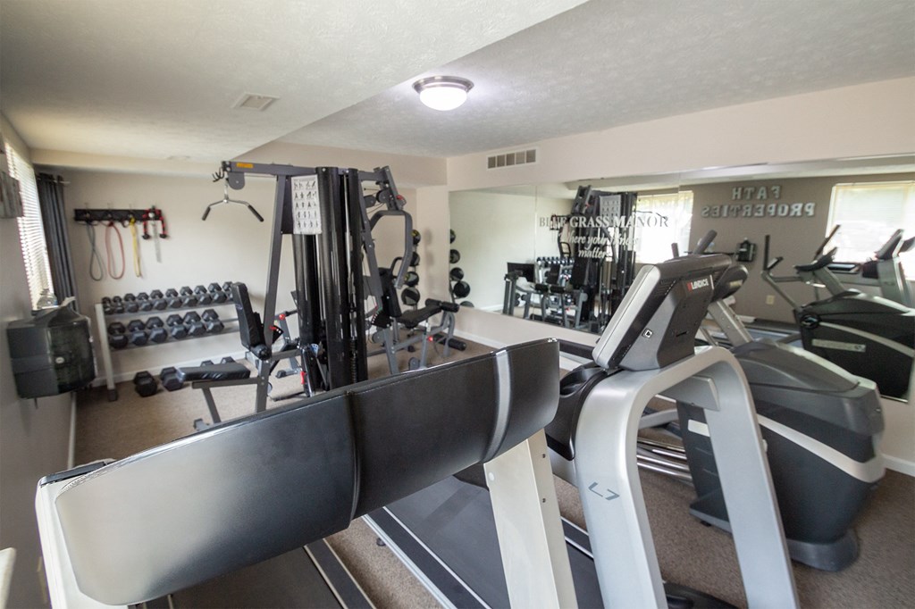 This is a photo of the fitness center at Blue Grass Manor apartments in Erlanger KY.