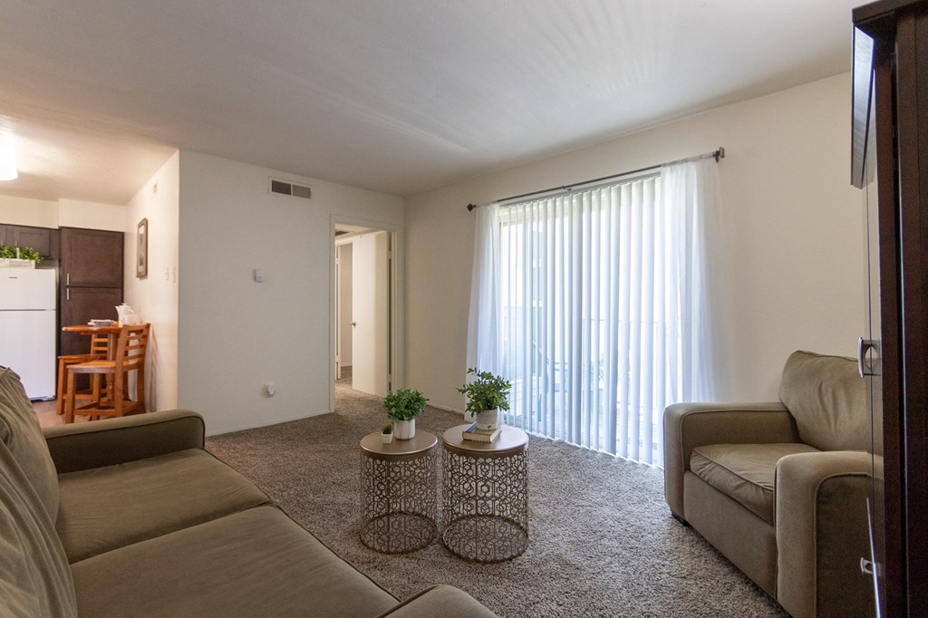 Large Living Room With Ceramic Tile Flooring at The Biltmore, Dallas, TX, 75231