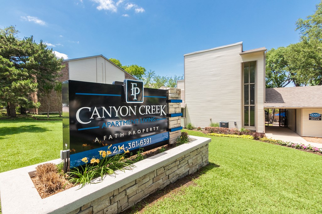Entrance Signage at Canyon Creek, Dallas, TX, 75230