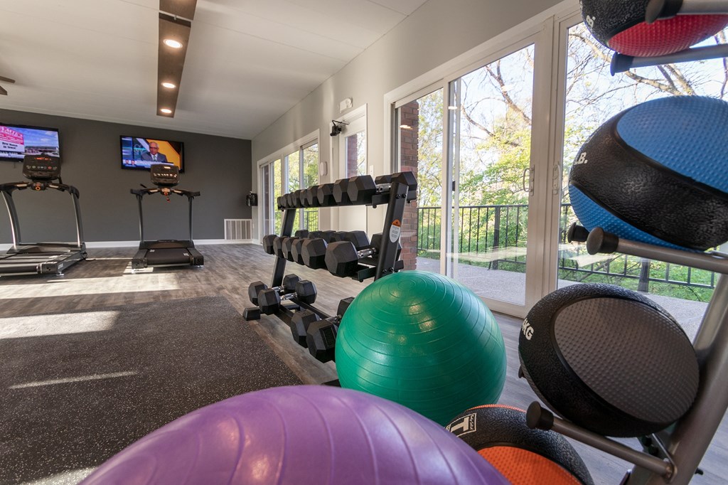 This is a photo of the fitness center at College Woods Apartments in the North College Hill neighborhood of Cincinnati, OH.