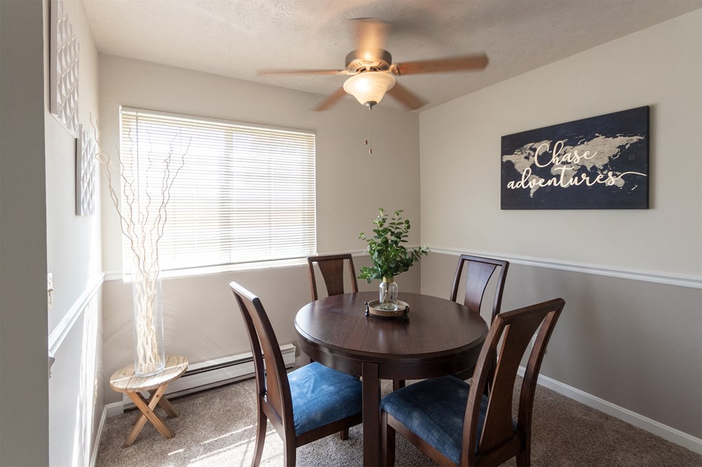 dining room in the 850 square Feet  at Fairfield Pointe, Ohio