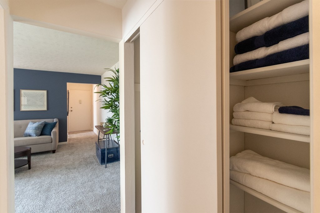 hall storage/linen closet at Fairfield Pointe, Fairfield, Ohio