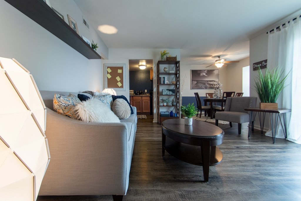 living room in an upgraded 980 square foot at Fairfield Pointe, Fairfield, 45014