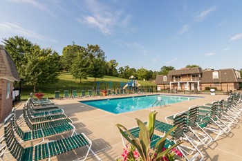This is a picture of the Gilmore clubhouse pool area at Fairfield Pointe Apartments in Fairfield, Ohio. - Photo Gallery 70