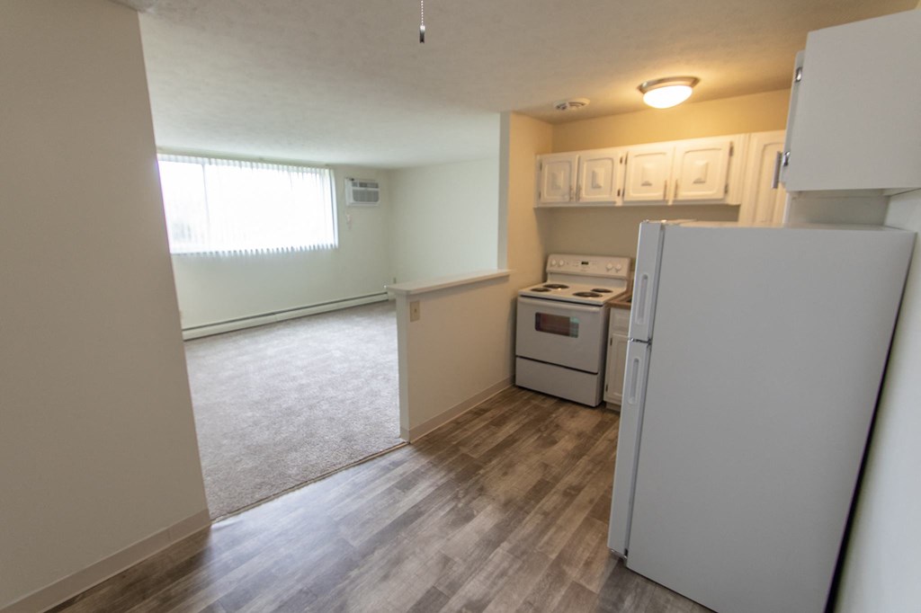 This is a photo of the kitchen in the 545 square foot 1 bedroom, 1 bath apartment at Lisa Ridge Apartments in the Westwood neighborhood of Cincinnati, Ohio.