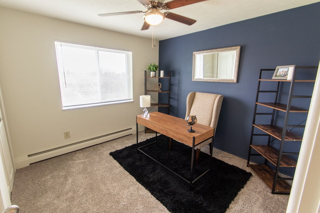 This is a photo of the second bedroom in the 705 square foot 2 bedroom, 1 bath apartment at Lisa Ridge Apartments in the Westwood neighborhood of Cincinnati, Ohio.