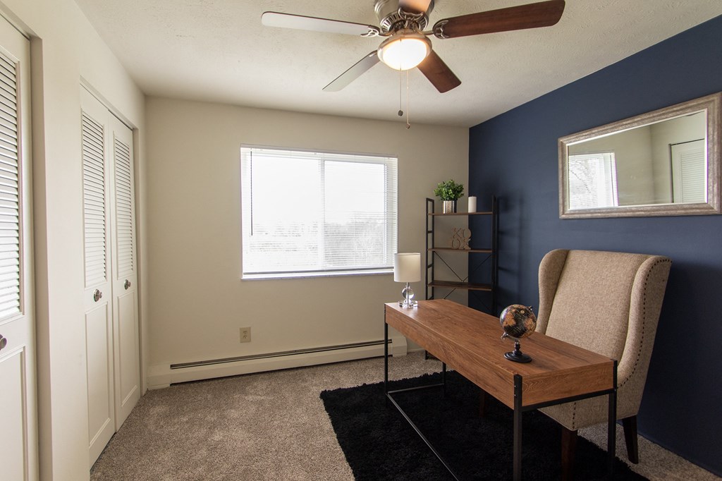 This is a photo of the second bedroom in the 705 square foot 2 bedroom, 1 bath apartment at Lisa Ridge Apartments in the Westwood neighborhood of Cincinnati, Ohio.