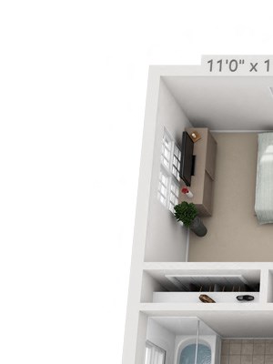 This is a 3D floor plan of a 1229 square foot 3 bedroom townhome at Lake of the Woods Apartments in Cincinnati, OH.