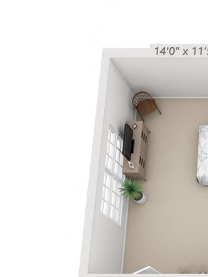 This is a 3D floor plan of a 1323 square foot 3 bedroom townhome at Lake of the Woods Apartments in Cincinnati, OH.