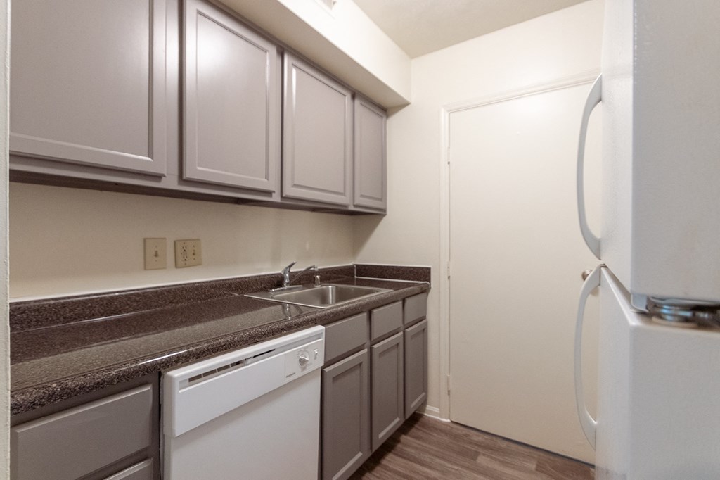 This is a photo the kitchen of the 940 square foot, Sycamore 2 bedroom, 1 bath apartment at Montana Valley Apartments in the Westwood neighborhood of Cincinnati, OH.