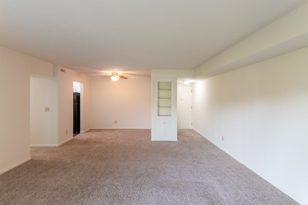 This is a photo the living room of the 1030 square foot, Oak 2 bedroom, 1 bath apartment at Montana Valley Apartments in the Westwood neighborhood of Cincinnati, OH.