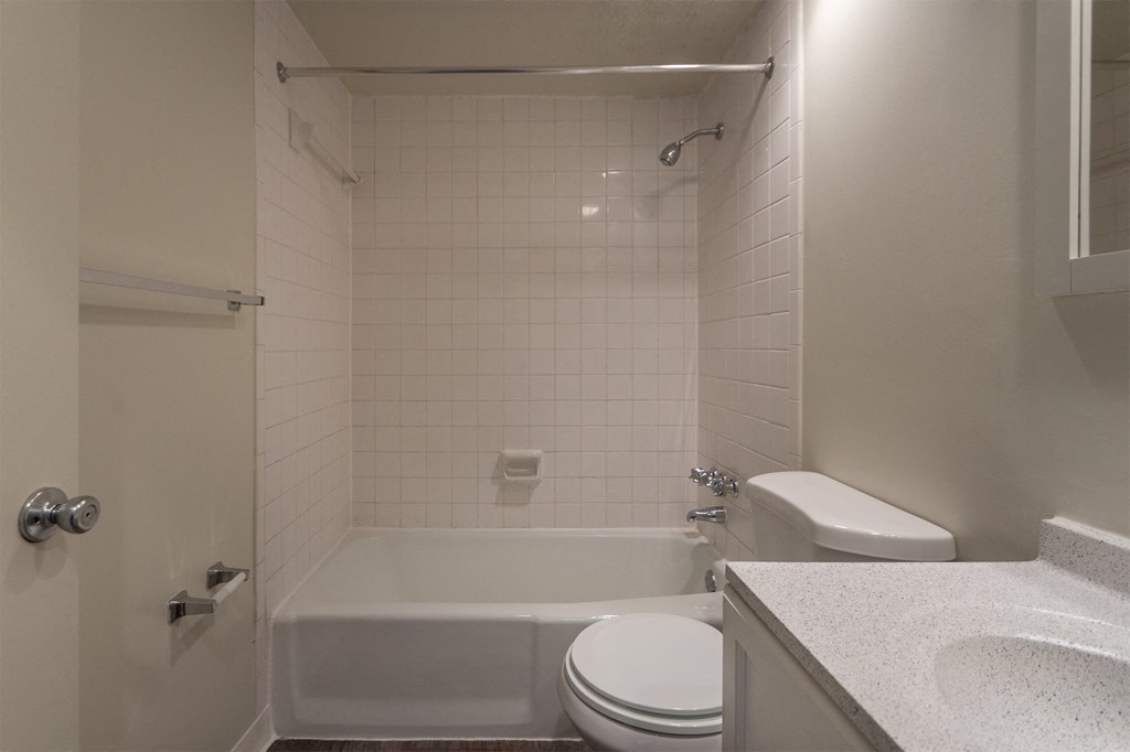 This is a photo the bathroom of the 925 square foot, Hazelnut 2 bedroom, 1 bath apartment at Montana Valley Apartments in the Westwood neighborhood of Cincinnati, OH.