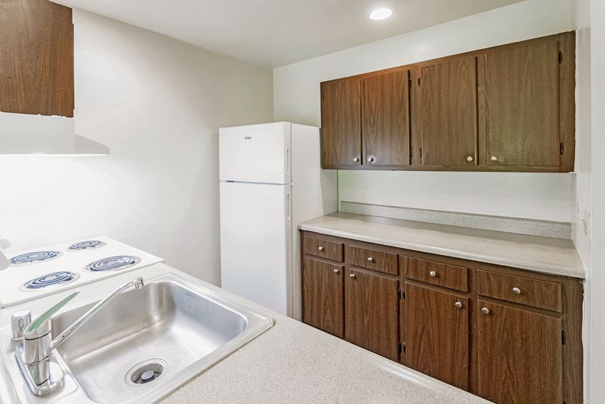 This is a photo the kitchen of the 925 square foot, Hazelnut 2 bedroom, 1 bath apartment at Montana Valley Apartments in the Westwood neighborhood of Cincinnati, OH. - Photo Gallery 1
